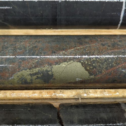 2.27% Cu, 0.02 g/t Au, 3.9 g/t Ag from 222.25m to 222.5m